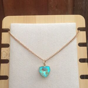 Peridot Aurora Borealis Crystal Heart Pendant Drop Necklace